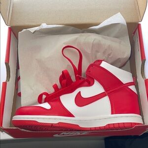 Nike Kids Red and White High-Top Sneakers